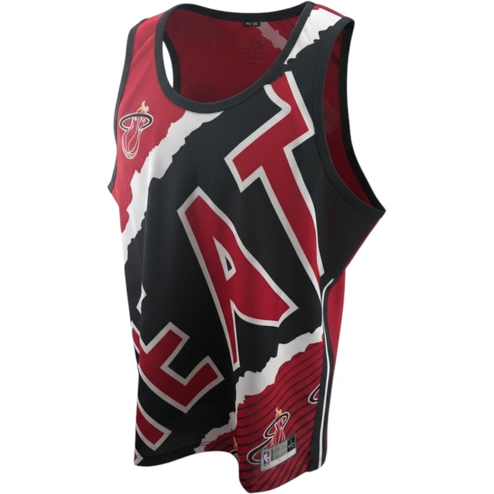 Mitchell & Ness Miami Heat NBA Sublimated Mesh Tank Top Red Black XL NEW